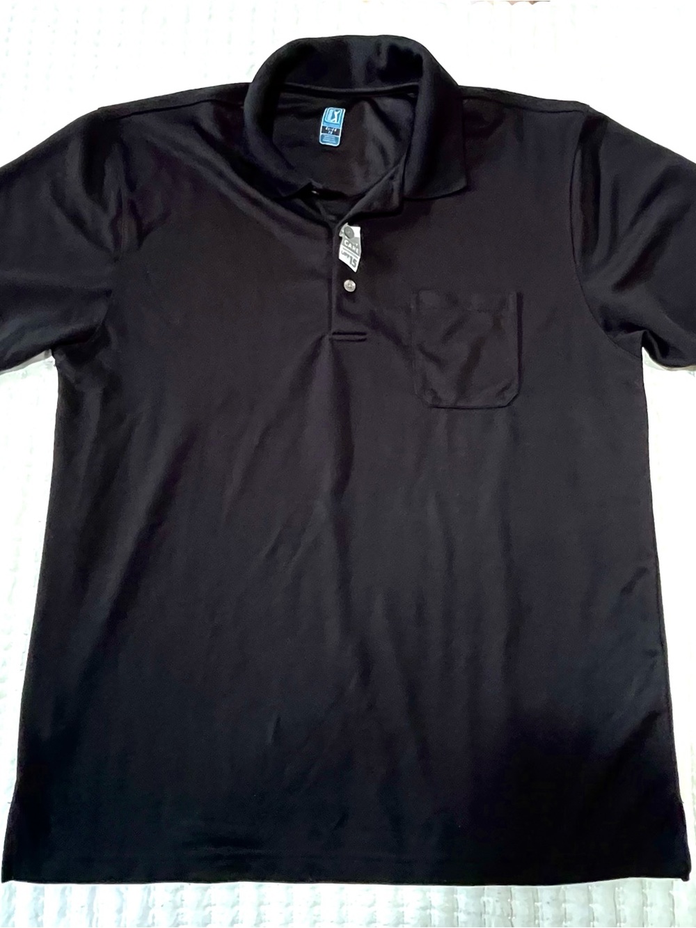 PGA Tour Black Polo Golf Shirt with Chest Pocket UPF 15 Sun Protection